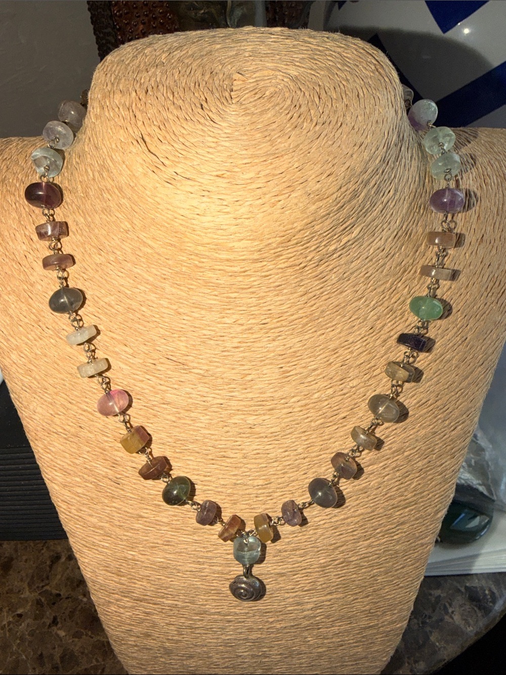 Artisan Multicolor Gemstone Necklace with Pendant - Picture 12 of 14